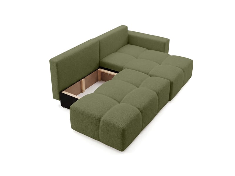  Celine - canapé d'angle fixe convertible 4 places en bouclette  - Conforama D