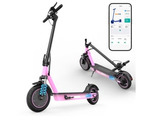Trottinette électrique hiqis d9pro, double suspension, pneus alvéolés 10, rose