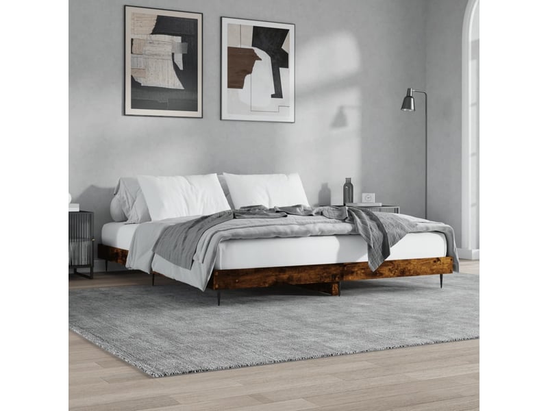  Lit double- lit adulte -  cadre de lit sans matelas chêne fumé 200x200 cm bois ingénierie  - Conforama C