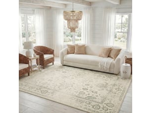 Tapis vintage patiné en polypropylène blancvert, 91 x 91 cm