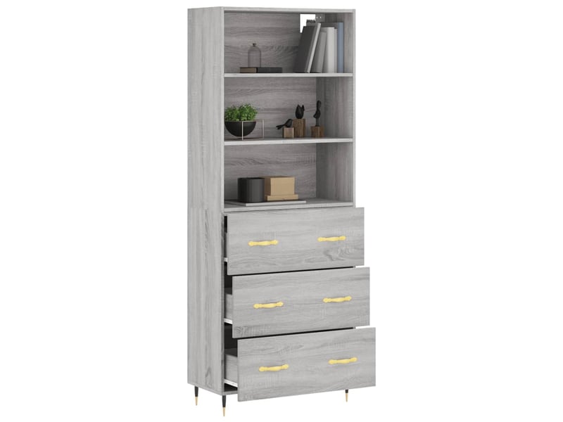  Buffet haut - bahut - meuble de rangement sonoma gris 69,5x34x180 cm bois d'ingénierie  - Conforama C