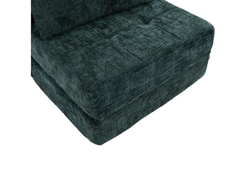  Canapé-lit pliant 79x79x57 cm, convertible avec coussins et dossier, revêtement chenille vert émeraude  - Conforama E