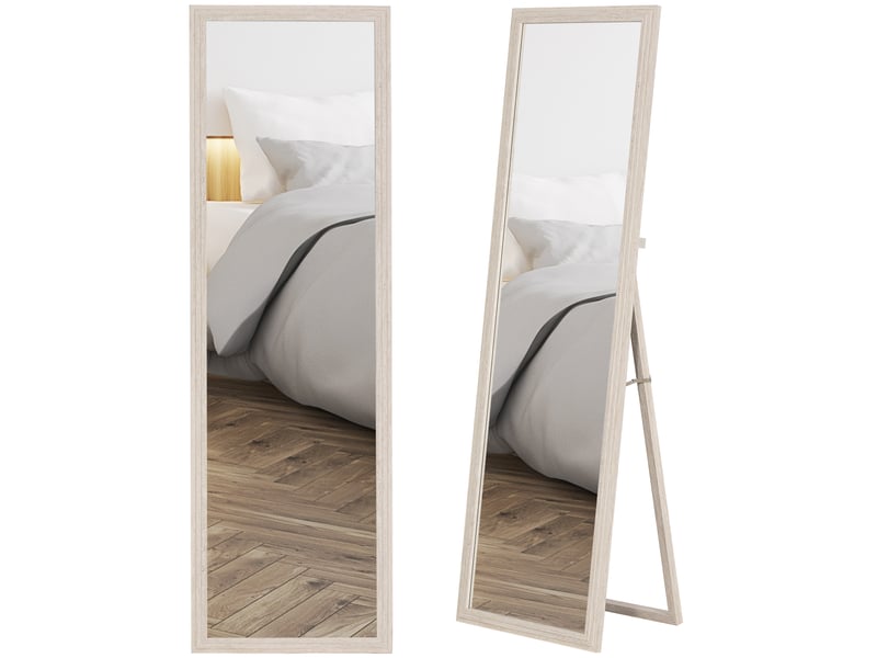  Miroir sur pied et mural rectangulaire avec cadre blanc 50 x 160 cm  - Conforama A