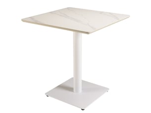 Icare - ensemble n°3: table bistrot 70x70cm en céramique marbré blanc