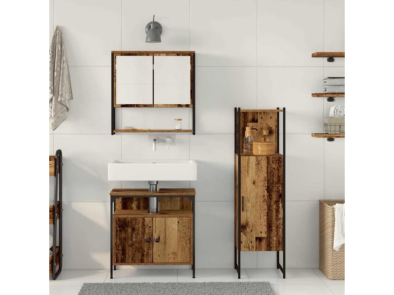 Ensemble de mobilier de salle de bain 3 pièces marron cf64476 - Conforama D