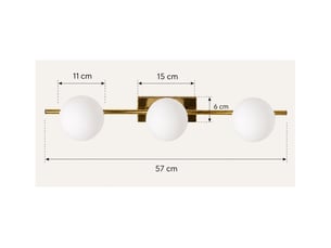 Applique murale 3 globes en verre g9 métal doré lumière chaude