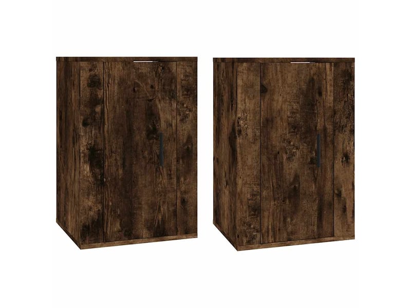  Lot de 2 meuble tv mural, meuble tv suspendu chêne fumé 40x34,5x60 cm  - Conforama A