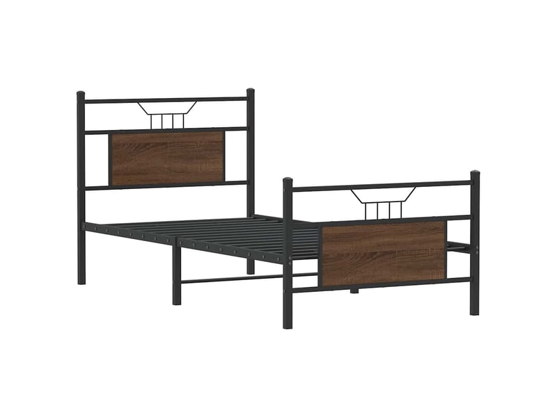  Lit simple- lit adulte -  cadre de lit sans matelas chêne marron 80x200cm bois ingénierie  - Conforama B
