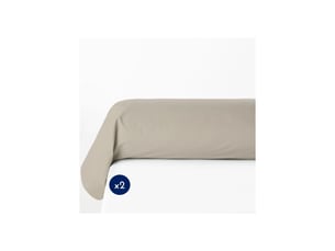 Taies de traversin beige clair en coton 100% set de 2 85 x 185 cm