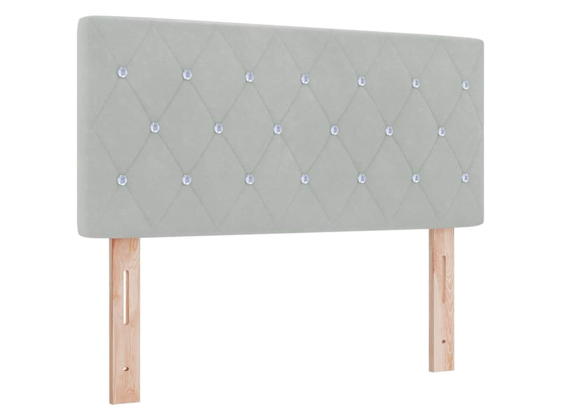  Lit adulte, lit simple, lit à ressorts avec tête de lit gris clair 90x190cm velours cf17059  - Conforama E