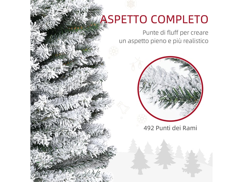  Sapin de noël vert enneigé en polypropylène (pp), avec 492 branches ignifugées et base en acier inoxydable, ø60 x 180 cm  - Conforama E