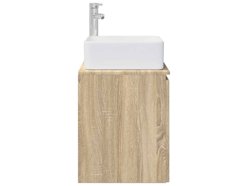  Vanité de lavabo mural, meuble de rangement chêne sonoma 53x35x63 cm  - Conforama D