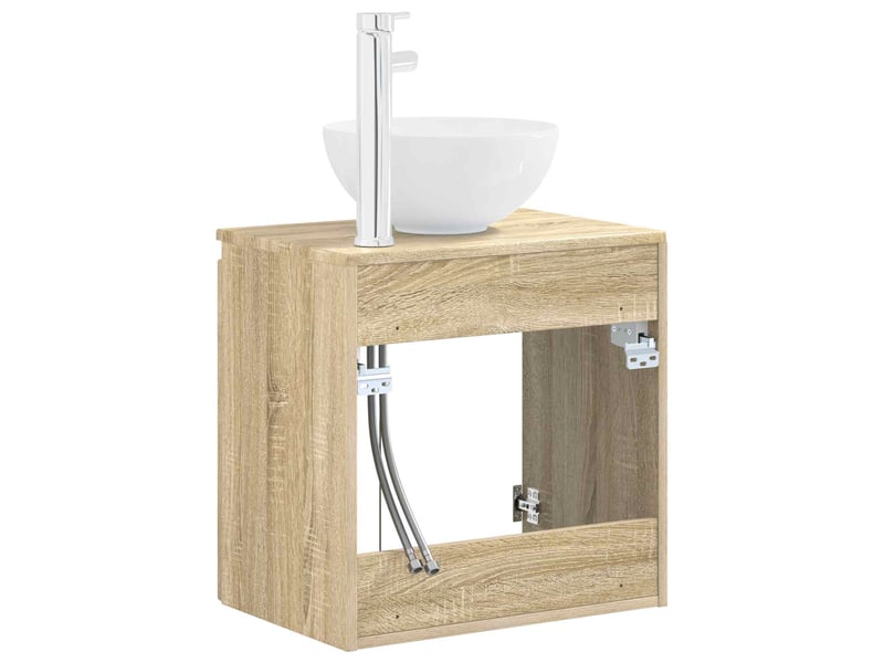Vanité de lavabo mural, meuble de rangement chêne sonoma 49.5x41x64.5 cm shl4647 - Conforama E