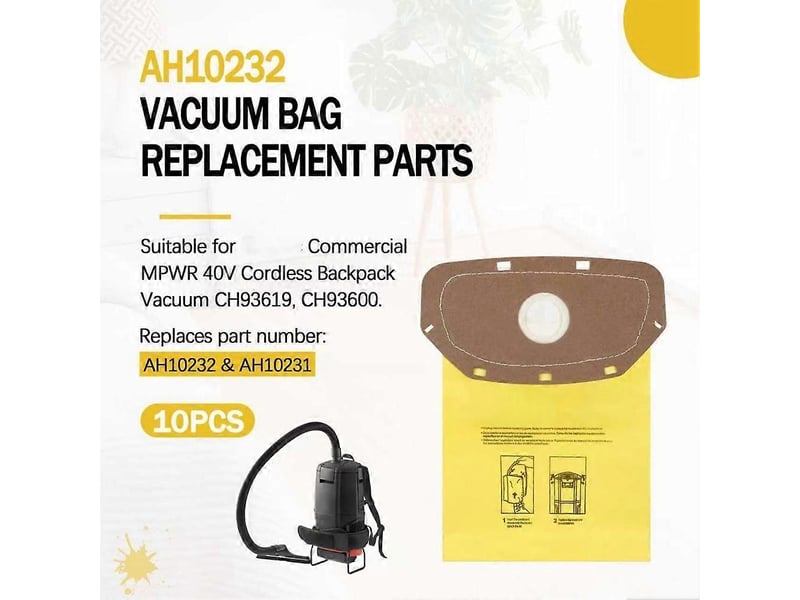  10pcs ah10232 sealed collar vacuum bags for hoover commercial residential mpwr 40v cordless back vacuum ch93619, ch93600  - Conforama C