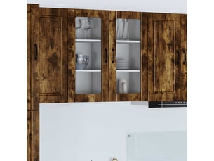 Meuble mural de cuisine, cabinet en verre mural chêne fumé 40x31x80cm shl5850