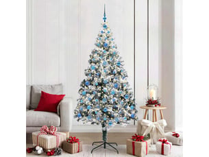 Sapin de noël - arbre de noël artificiel blanc 210 cm pvc, acier et plastique
