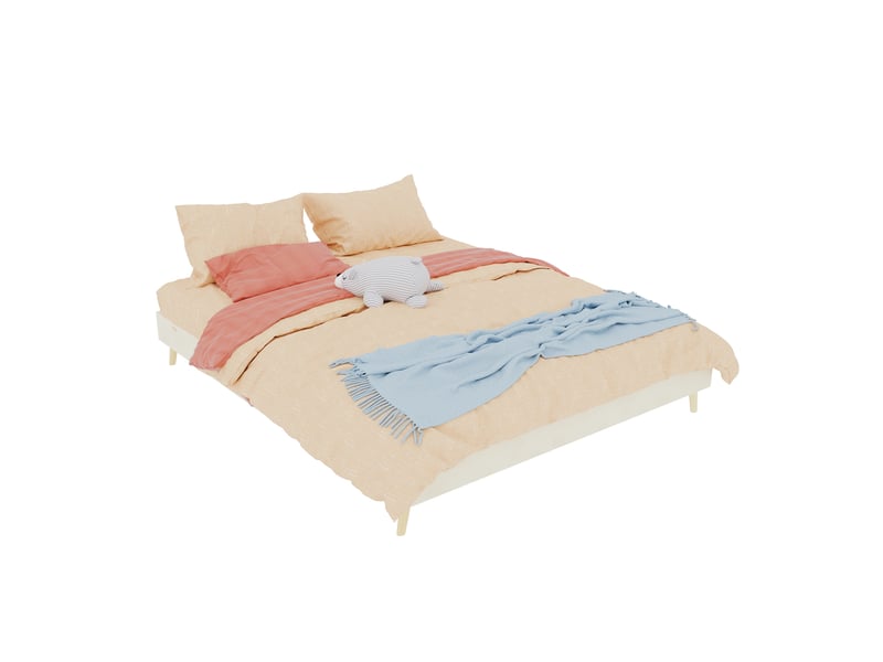  Cadre de lit, lit double 160x200 cm, cadre bas, sans tête de lit, velours beige  - Conforama C