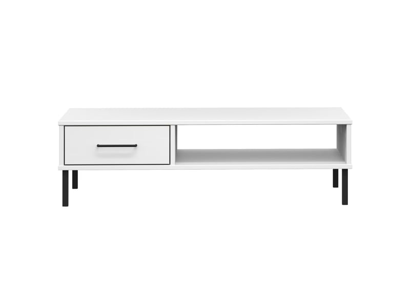  Table basse | table d'appoint salon avec pieds en métal blanc bois pin massif oslo  - Conforama D