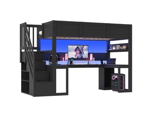 Lit mezzanine 90x200 cm <strong>OKWISH</strong> <strong></strong> coloris noir