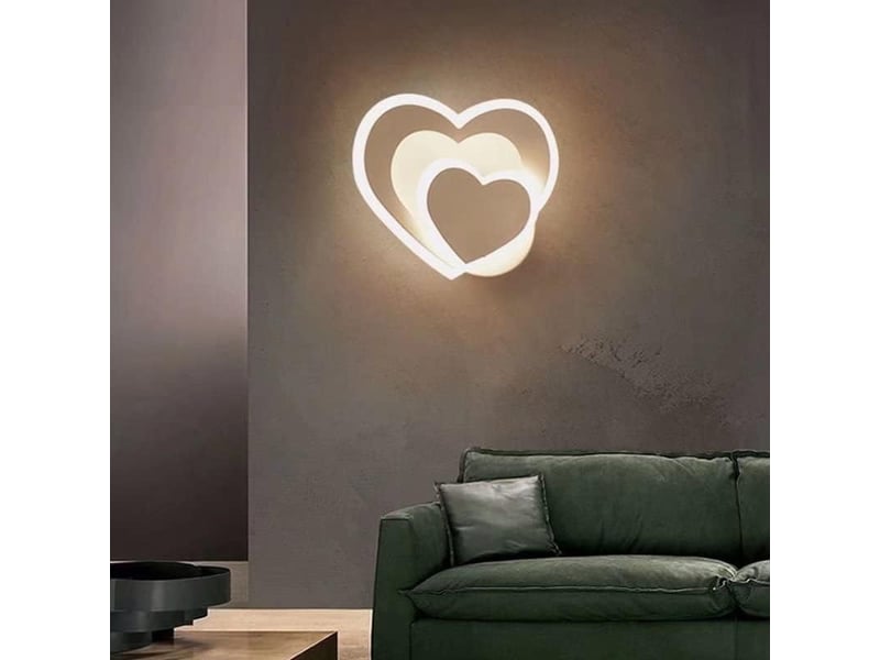  Lampe mural led en forme de cœur blanc veilleuse de dessin animé pour chambre d'enfant lumière de couleur chaude  - Conforama C