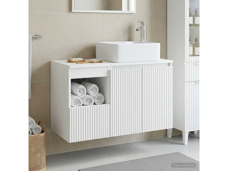  Ensemble de mobilier de salle de bain 2 pc blanc cf63989  - Conforama B