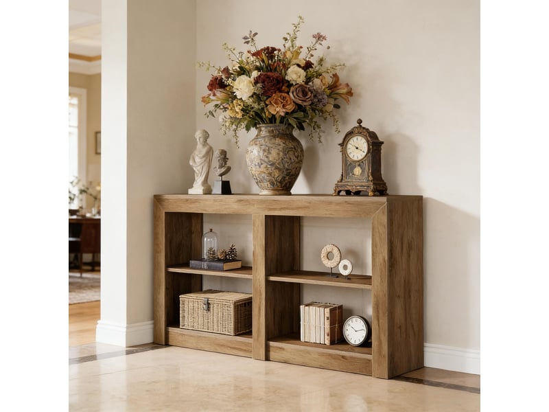  Table console d'entrée en mdf marron avec 3 niveaux 150x35x85 cm  - Conforama E