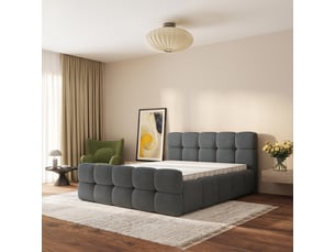 Lit coffre 160x200 cm <strong>MASSENO</strong> <strong></strong> coloris gris