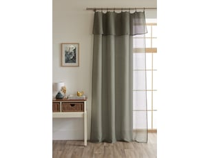 Rideau ajustable + 8 anneaux pince 140 x 270 cm polyester effet bouclette elda kaki