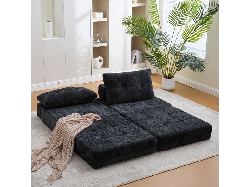  Canapé-lit pliant 79x79x57 cm noir sans matelas  - Conforama B