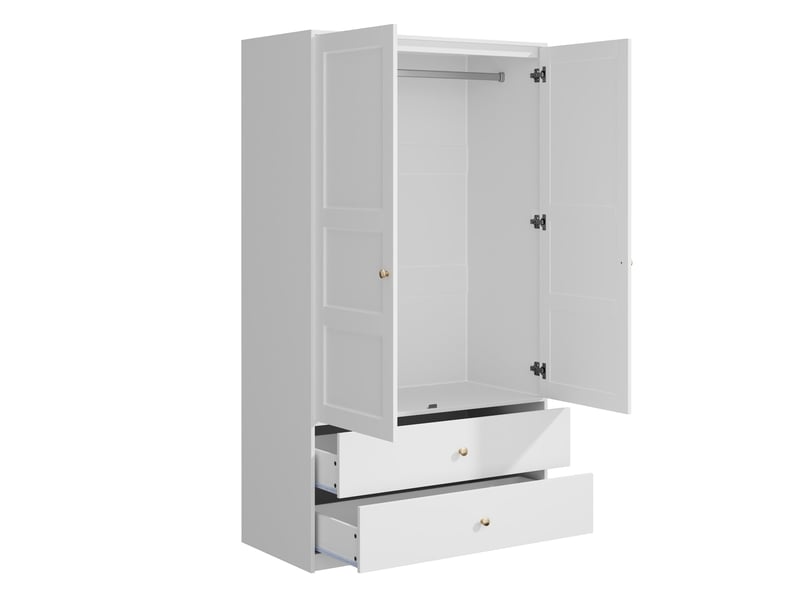  Armoire modenvie 2 portes 2 tiroirs penderie 100 x 48 x 180 cm blanche mdf  - Conforama A
