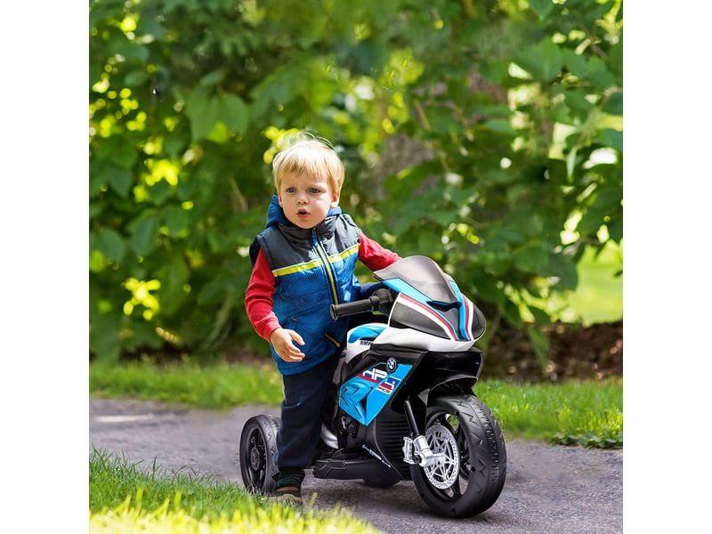  Moto électrique pour enfants, avec phare, 3 modes musicaux, pour les enfants de 1,5 à 5 ans, bleue, 82,5 x 42 x 54 cm  - Conforama D