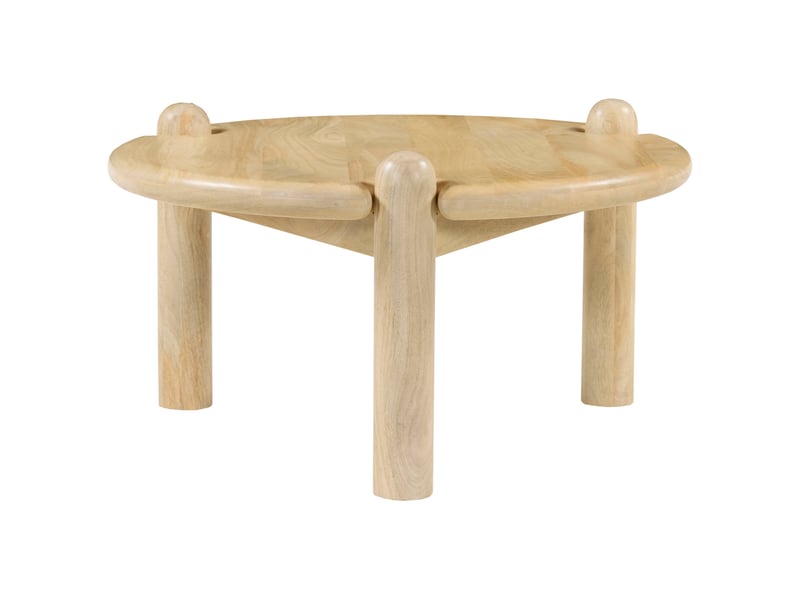  Table basse ronde en bois de manguier massif teinte claire tori  - Conforama A