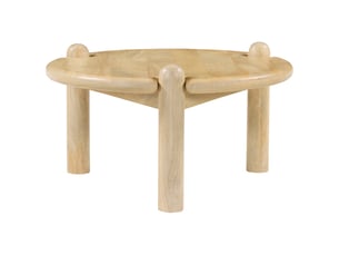 Table basse ronde en bois de manguier massif teinte claire tori