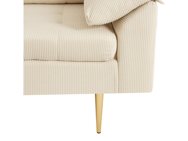  Canapé 4 places en velours côtelé, canapé d'angle modulable avec pouf, grand canapé de salon 250 cm, pieds en fer 20 cm.  - Conforama E