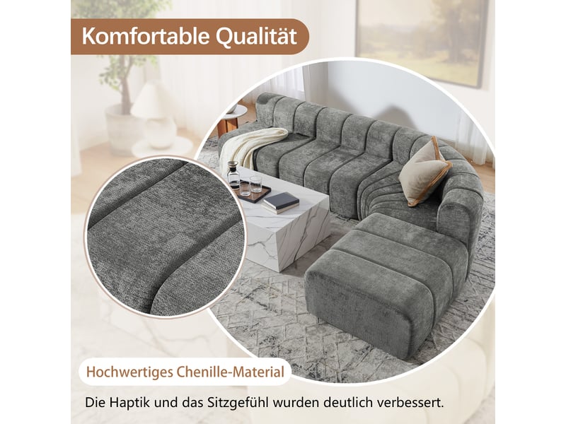  Canapé d'angle, canapé modulable, 4 places : gris  - Conforama E