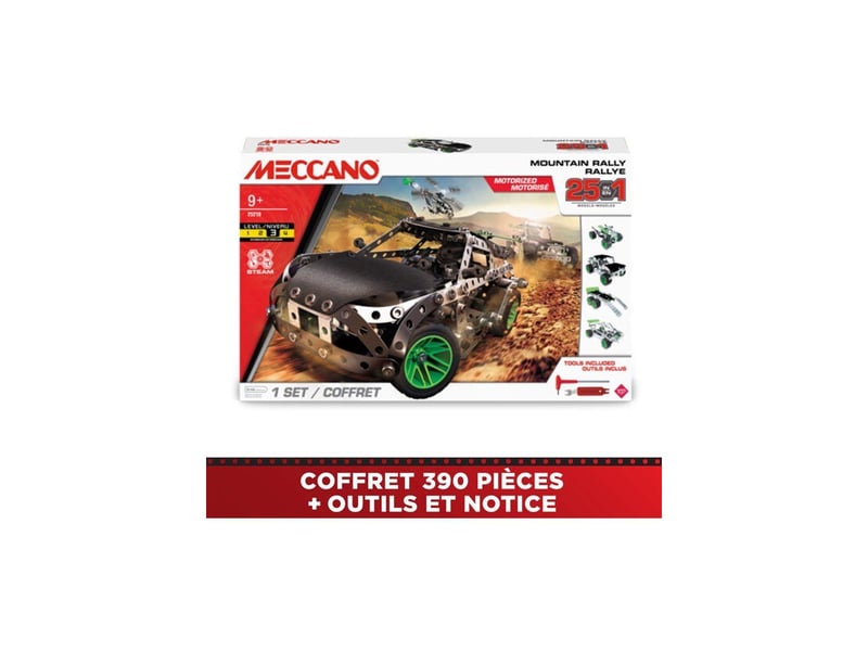  Jeu de construction metal 25 en 1 mountain rally 390 pieces 10+ et outils ergonomiques MEC3701405831783 - Conforama B
