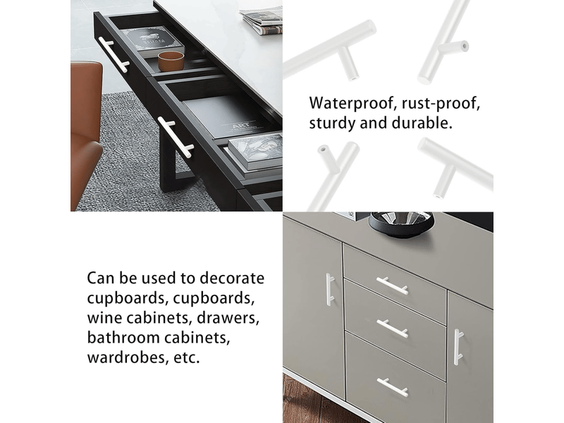  Poignées de cuisine blanches de 128 mm pour meubles de cuisine, tiroirs et décoration de la maison.  - Conforama C