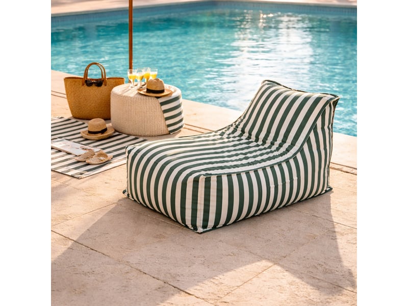 Pouf d’extérieur rayé vert en tissu déperlant – 100x65x65 cm positano  - Conforama E