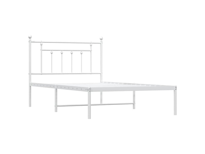  Lit simple- lit adulte -  cadre de lit métal sans matelas et tête de lit blanc 100x200 cm  - Conforama B