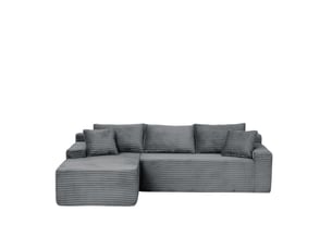 Canapé d'angle compressé gauche fixe BGSRYAO 3 places Velours côtelé Gris