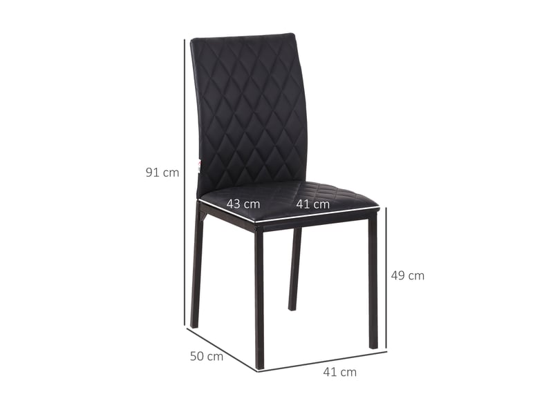  Lot de 4 chaises de salle à manger noires, assises rembourrées, pieds en acier, design moderne  - Conforama C