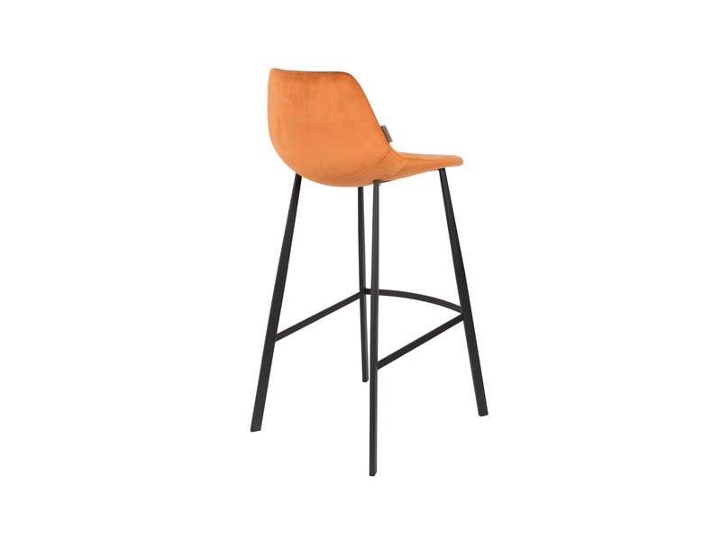  Lot de 2 chaises de bar h80 cm en velours orange - franky  - Conforama C