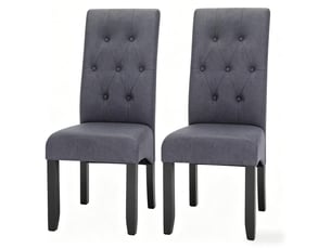 Lot de 2 chaises de salle à manger en lin gris foncé pieds en bois