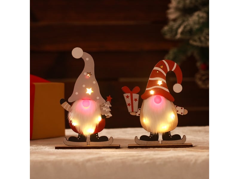  Lutin de noel accessoires de table, objet decoration en bois a poser 2 pièces  - Conforama D