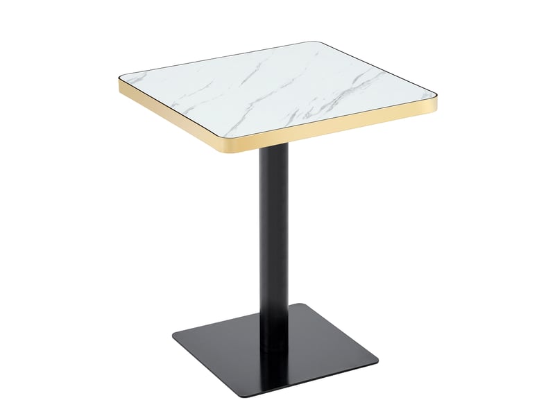  Table de salle à manger carrée 2 à 4 personnes en mdf et métal 60×60×74 cm blanc effet marbre  - Conforama C