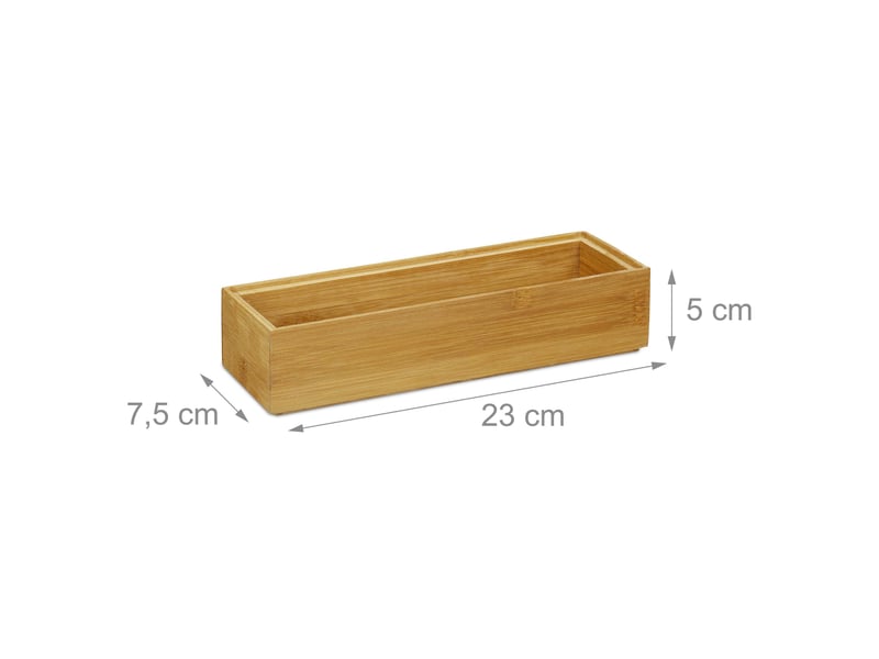  Boîte de rangement empilable flexible 7 x 30 x 15 cm en bambou naturel 13_0006244  - Conforama A