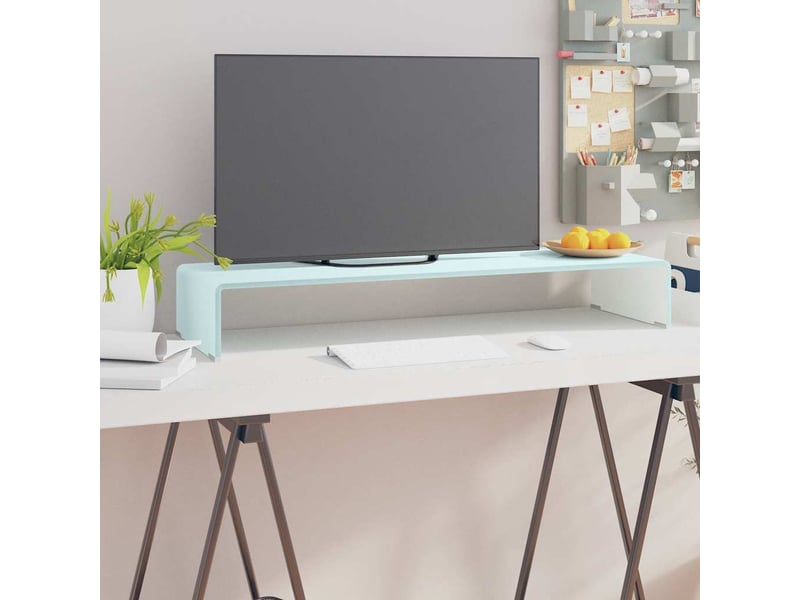  Meuble tv - banc tv - meuble de rangementsupport pour moniteur 90x30x13 cm verre vert  - Conforama B