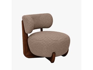 Ester fauteuil en tissu texturé taupe pieds en bois foncé