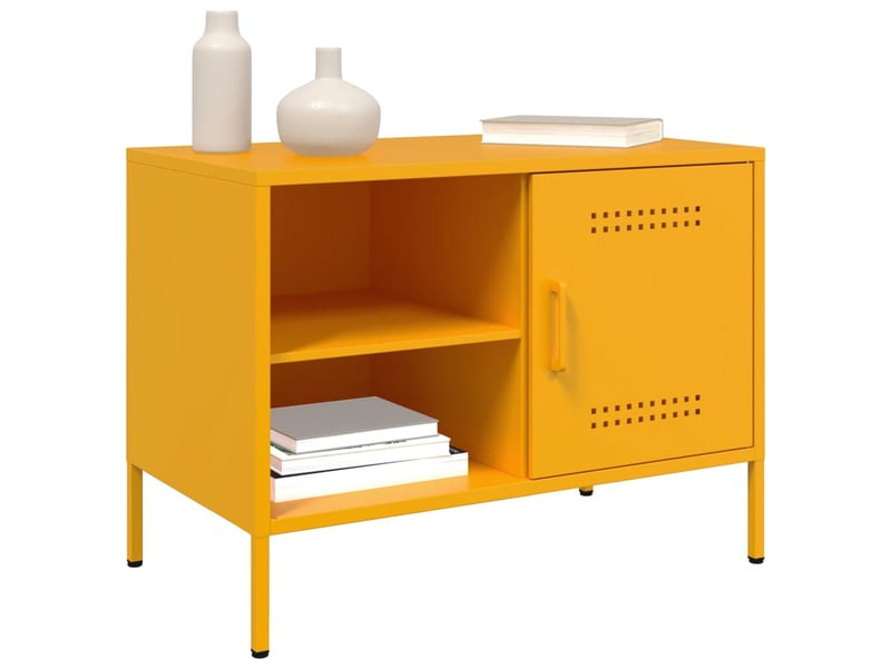  Lot de 2 meuble tv bas salon jaune moutarde 68x39x50,5 cm acier shl2464  - Conforama D