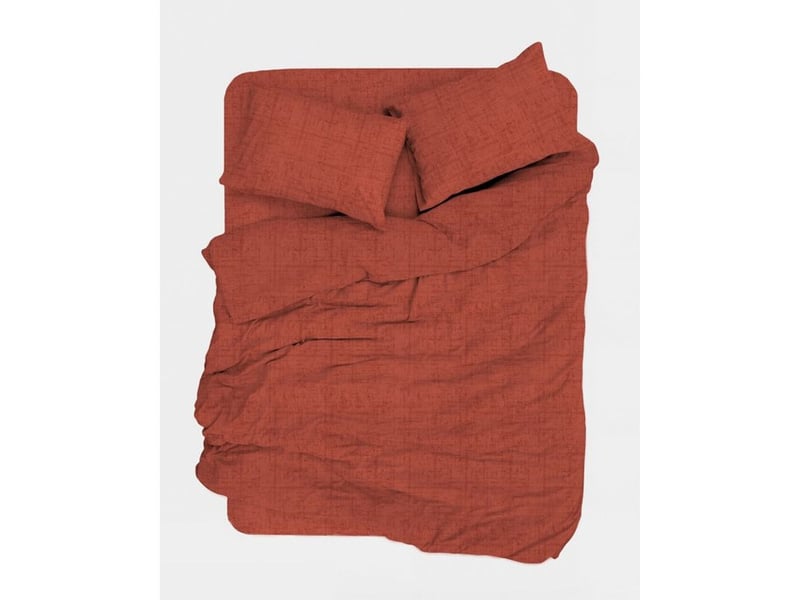 Parure de lit rouge brique 240x220 avec housse de couette et 2 taies 60x60 129CTN64761 - Conforama B